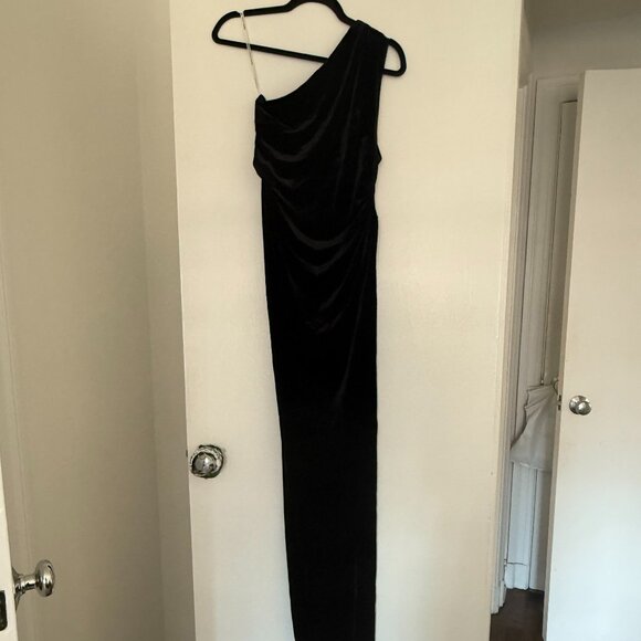 NWT Maria Lucia Hohan Black One Shoulder Velvet Dress (orig $1275) - Picture 2 of 8
